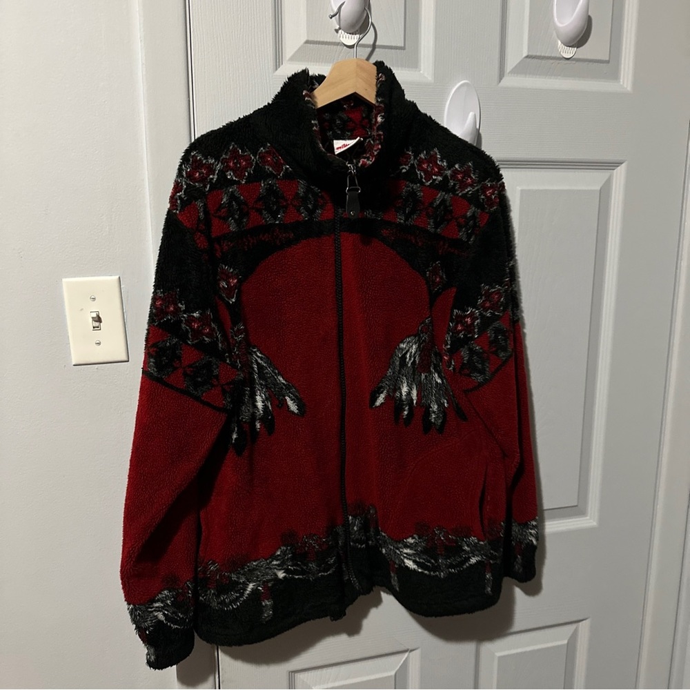 Vintage Milton Funwear‎ Native American Dreamcatcher Fleece Jacket Men's Size L